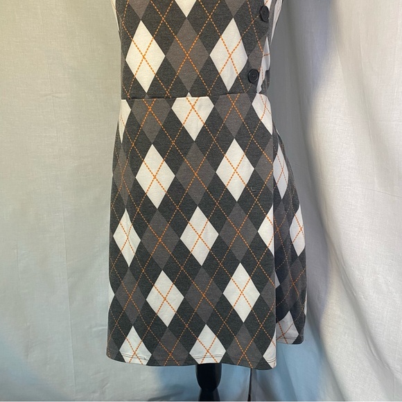 Arizona Diamond Print Gray and White Square Neck Midi Dress - Picture 4 of 8